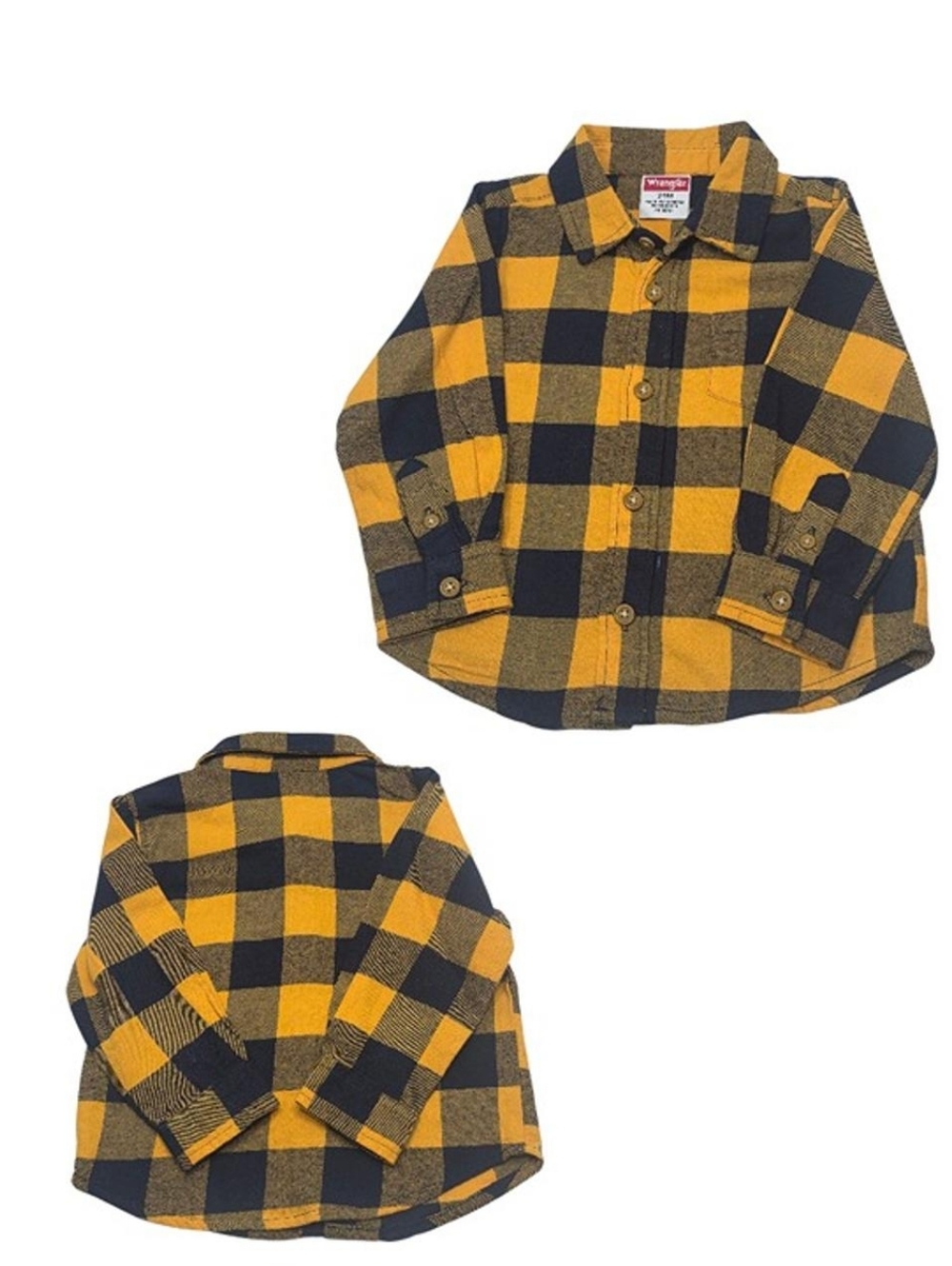 Shirt Wrangler Toddler Yellow Black Plaid Flannel Button Shirt Boys